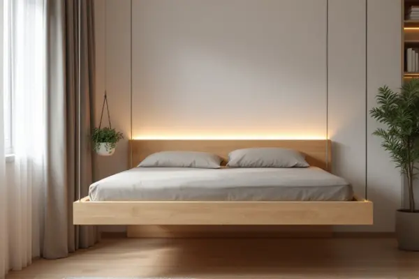 Como construir uma cama suspensa de madeira com LED integrado para apartamentos compactos