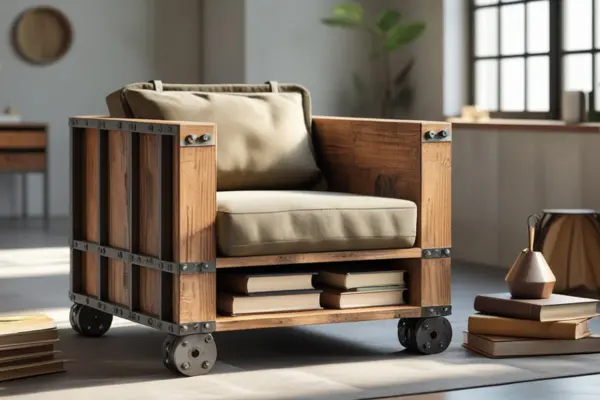 Poltronas compactas com armazenamento embutido para livros