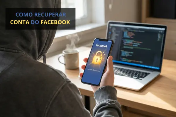 Tela de celular exibindo cadeado desbloqueando, simbolizando como recuperar conta do Facebook